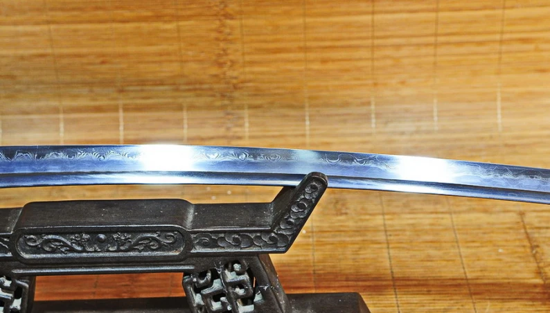 Folded Steel Real Hamon Forge Folded Mokko Tonbori Gunome Hamon Katana 5 4