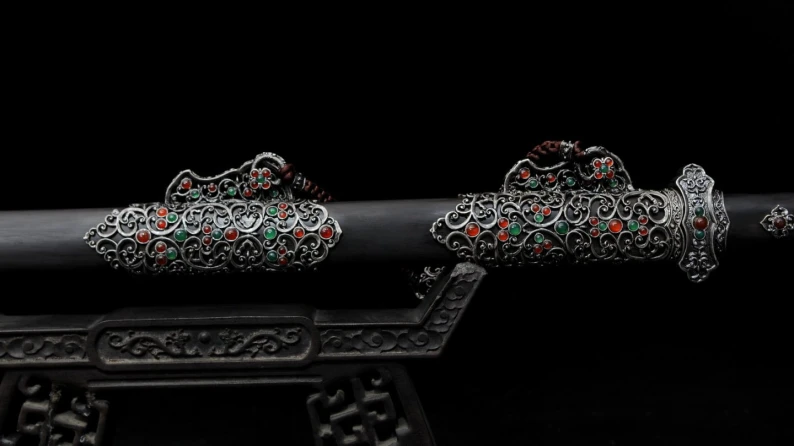 Dao Super Premium Tang Dao Hand-Carved Brass Fittings With Gems 6 7